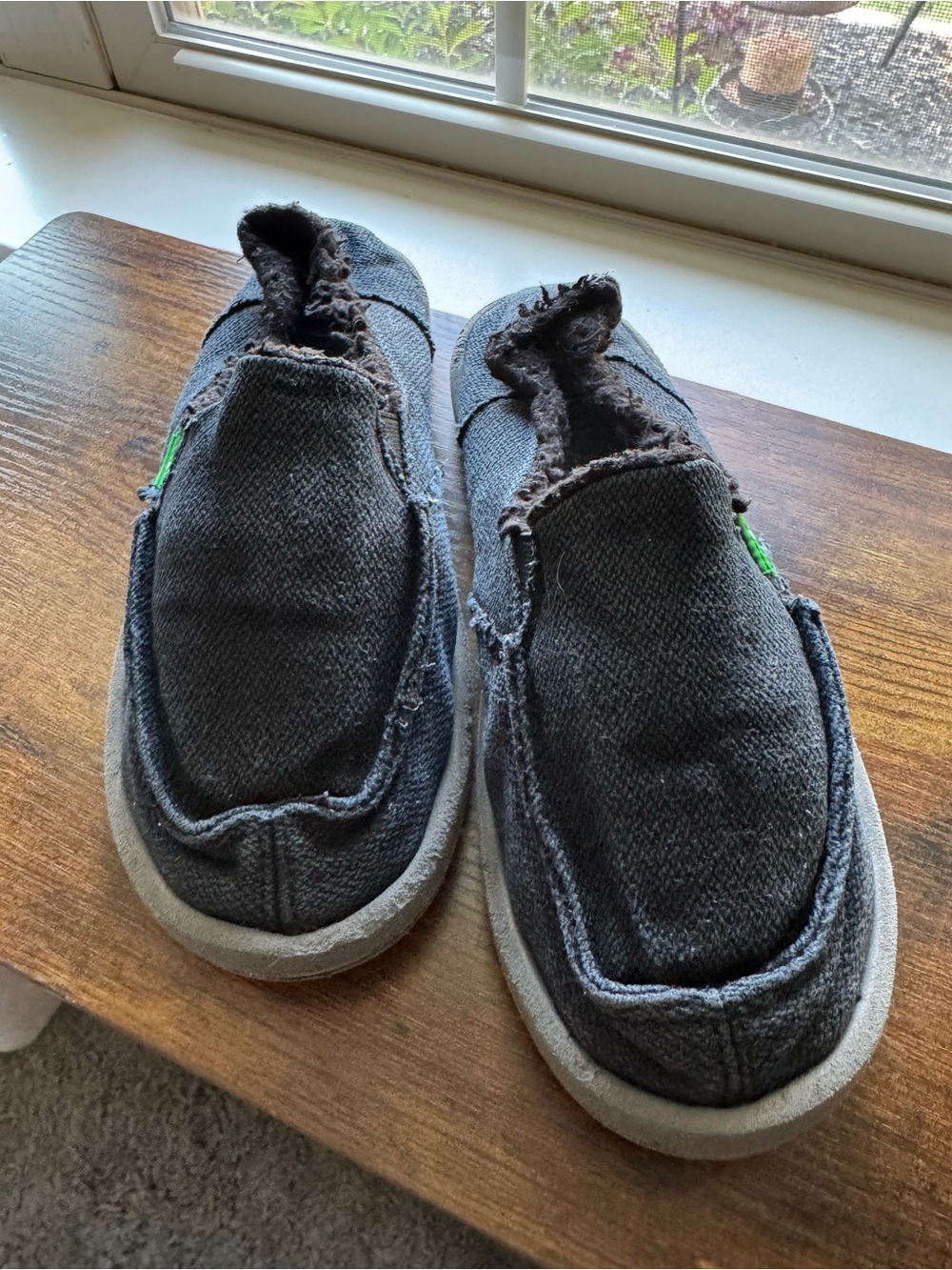 Sanuk Cozy Vagabond Fleece Lined Slip On Loafers Grey Size 8